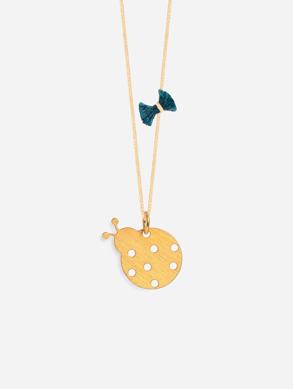 Golden Necklace Lady Bug-Linen String | Coquine Jewelry
