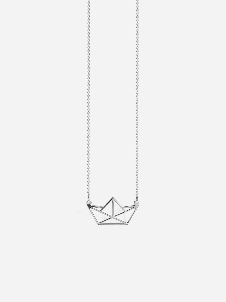 Colar Origami Barco Prateado | Coquine Jewelry