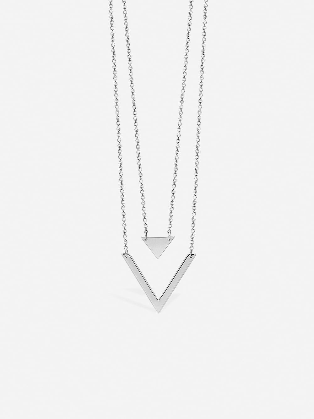 Silver Necklace Geometric Double Triangle | Coquine Jewelry 