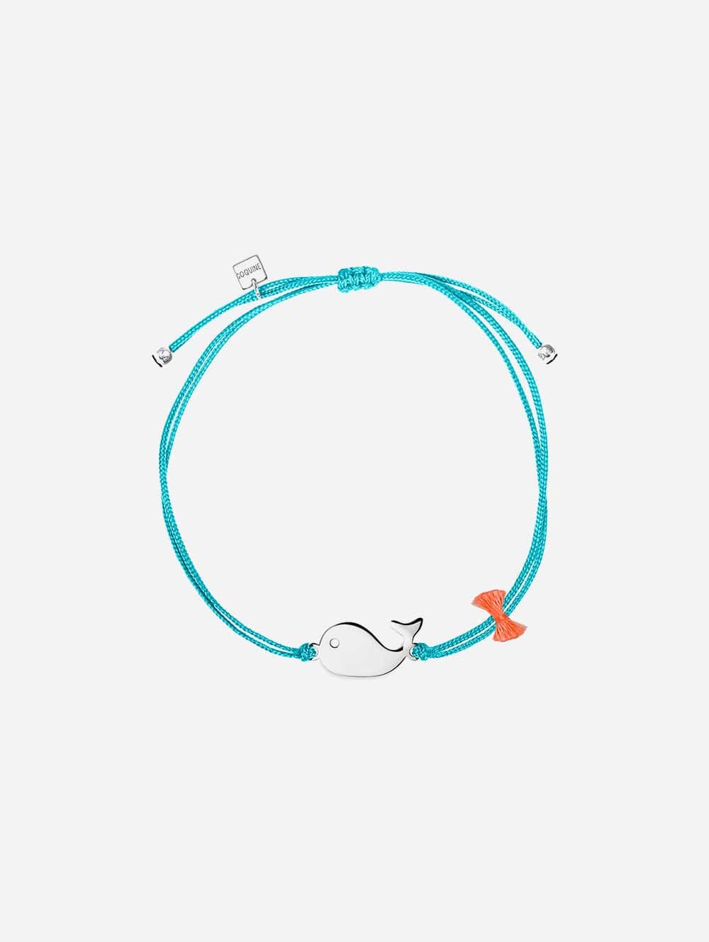 Silver Bracelet Whale-Linen String | Coquine Jewelry