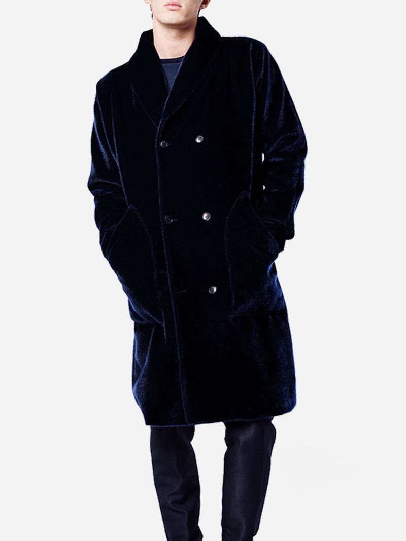 Midnight Blue Faux Fur Coat | Nair Xavier