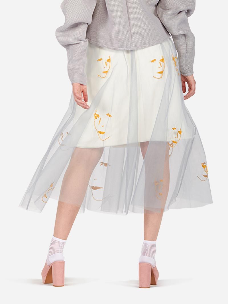 Embroidered Midi Tulle Skirt | Liliana Afonso