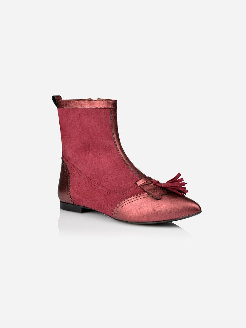 Tassel Bordeaux Ankle Boots | JJ 
