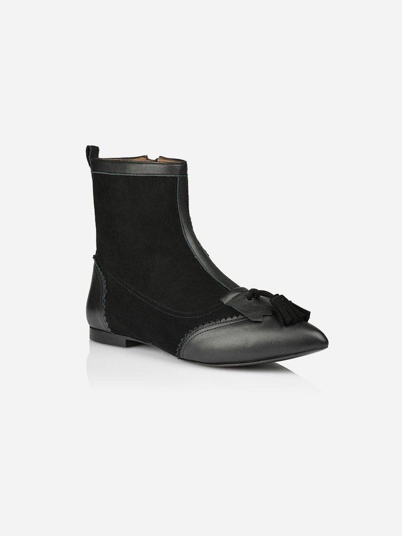 Tassel Black Ankle Boots | JJ Heitor