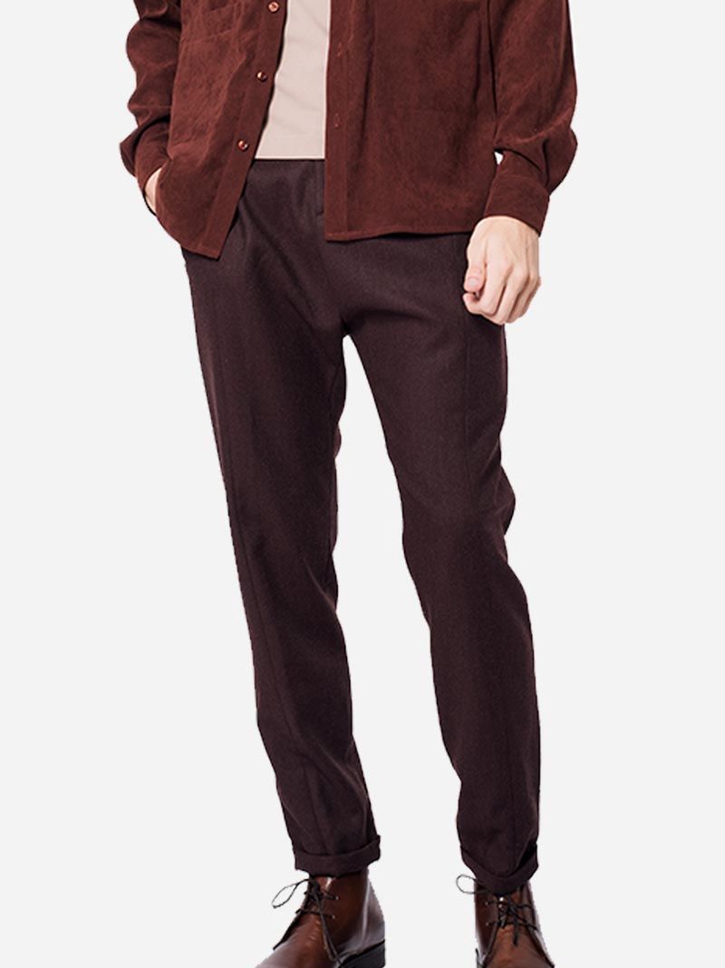 Burgundy trousers with front cuts | Nair Xavier