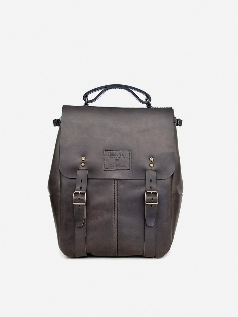 Candeeiros Grey Leather Backpack | Ideal & Co