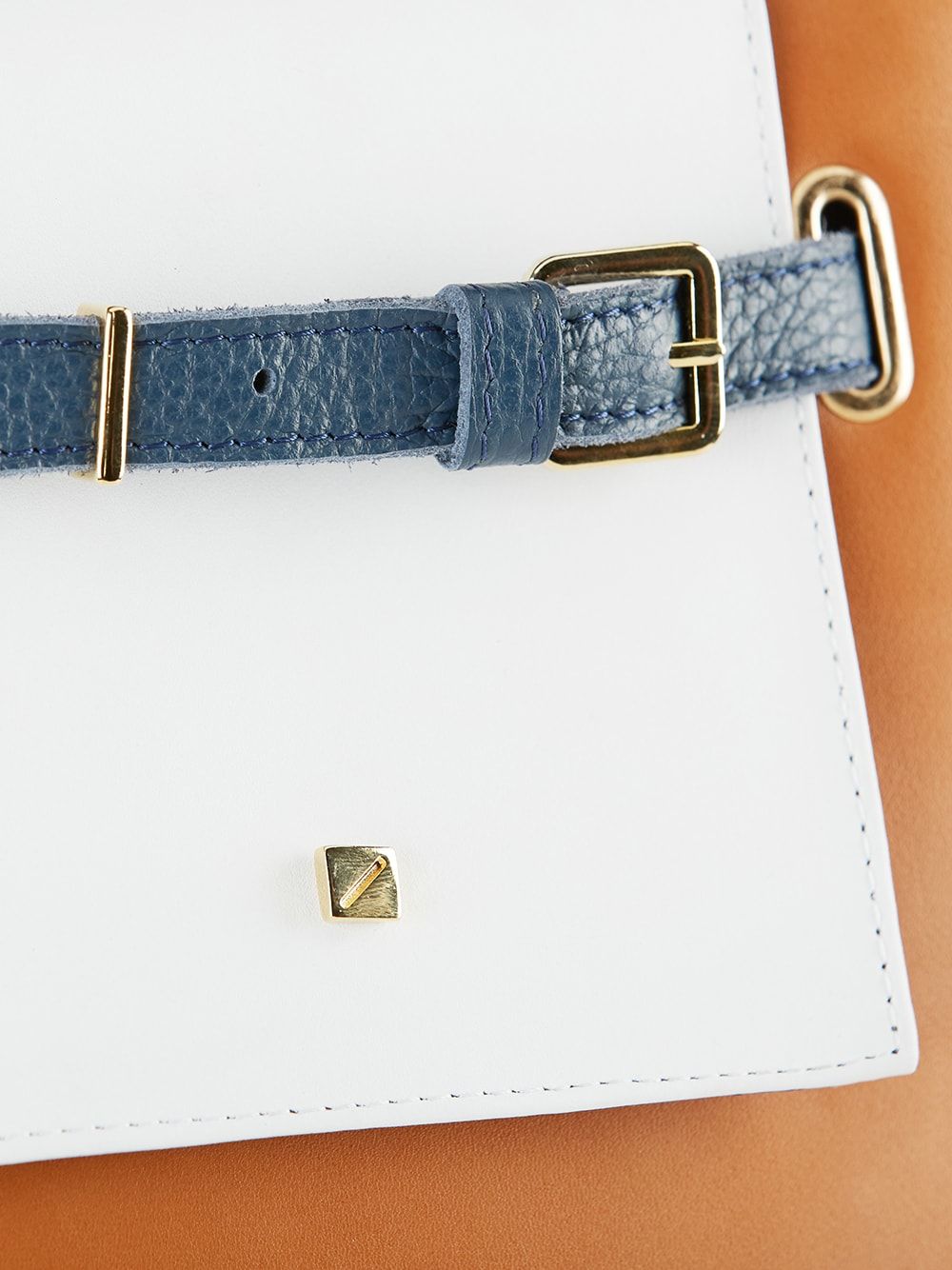 Navy Blue and Brown Mini Bucket Bag | Maria Maleta