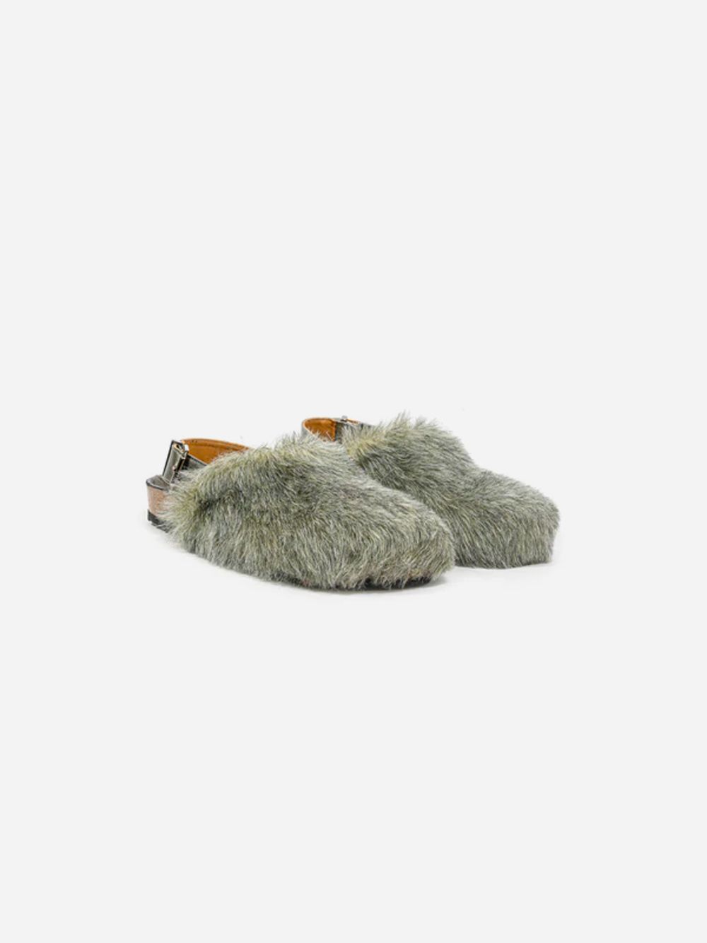 Mules Covelinhas with Faux Fur in Grey