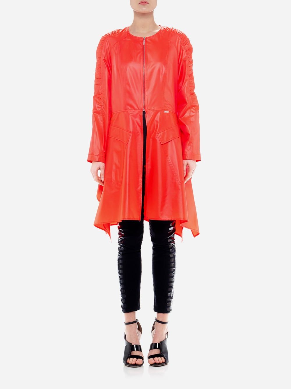 Red Ruffle Trench Coat | Luis Buchinho