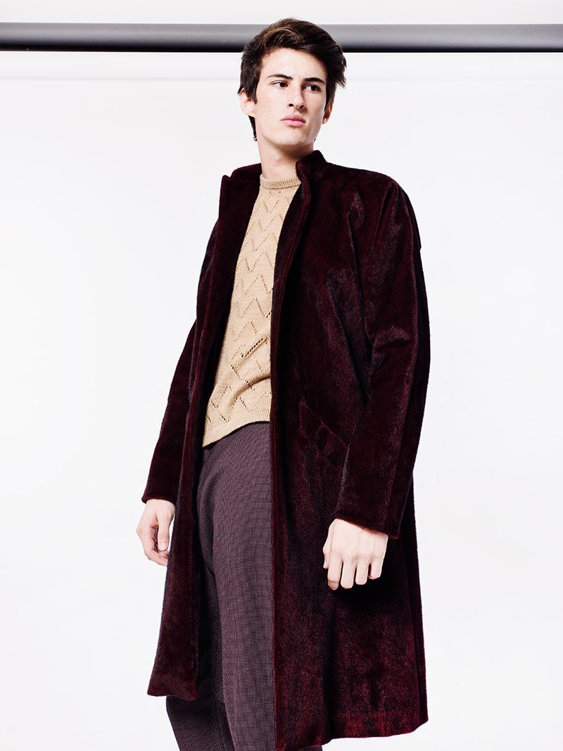 Long Burgundy Faux Fur Coat | Nair Xavier