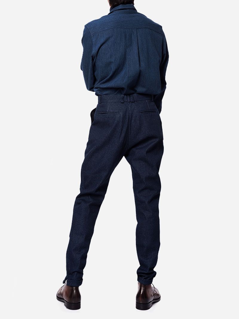 Denim Polo Short with front pockets | Nair Xavier