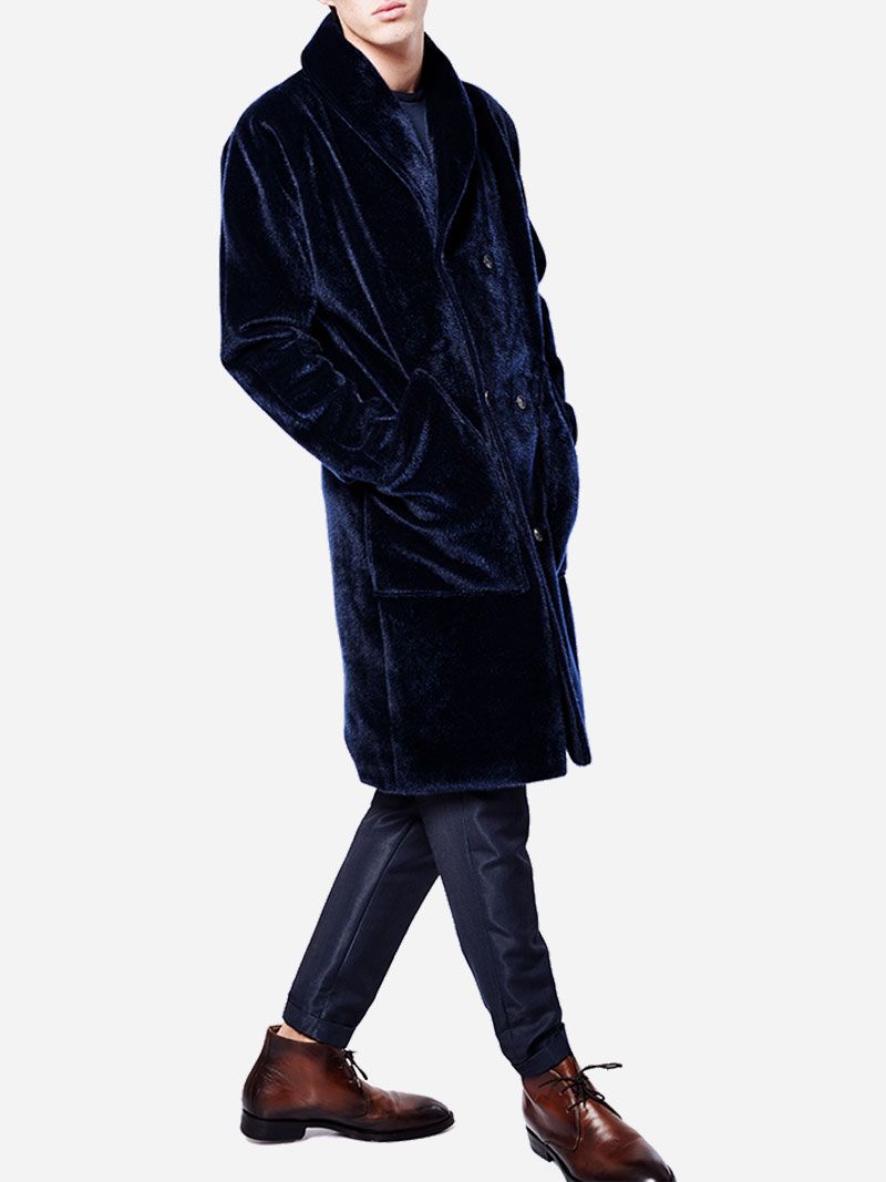 Midnight Blue Faux Fur Coat | Nair Xavier