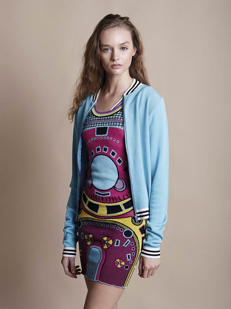 Blue Knitted Bomber Jacket | Susana Bettencourt