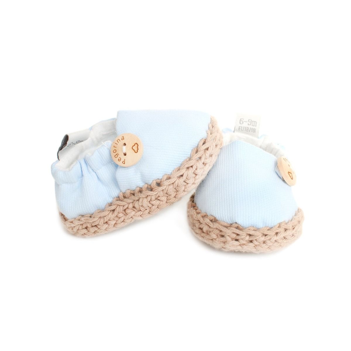 Light blue blue baby espadrille shoes with soft woven sole