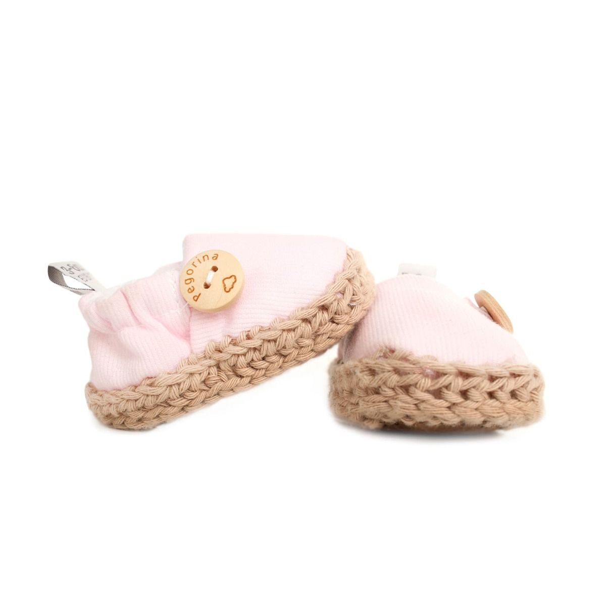 Light pink baby espadrille shoes with soft woven sole