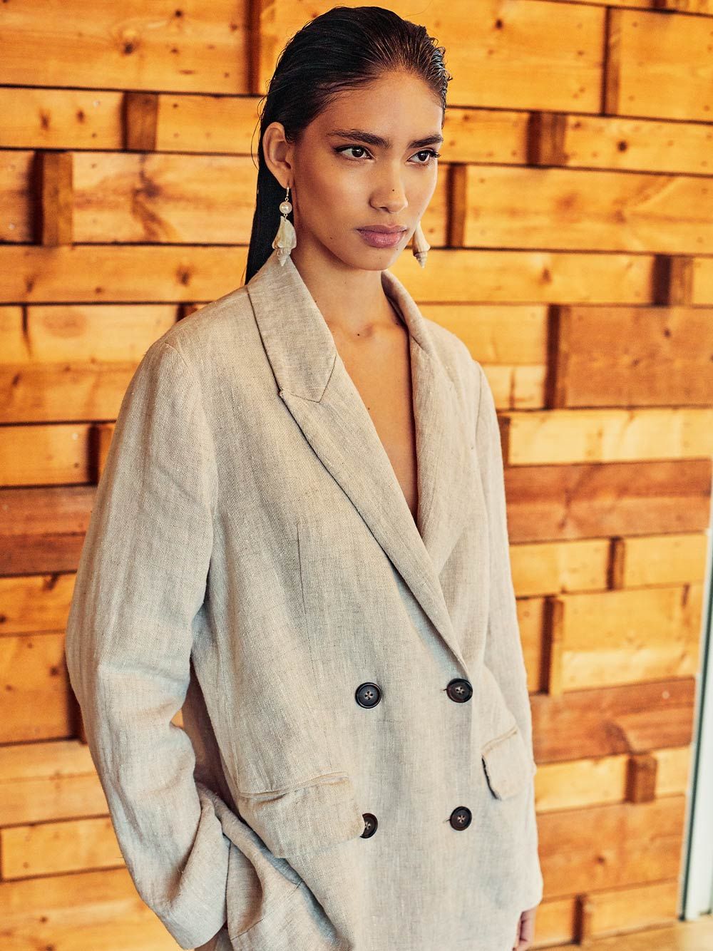Loose Fit Linen Blazer | A-line Clothing
