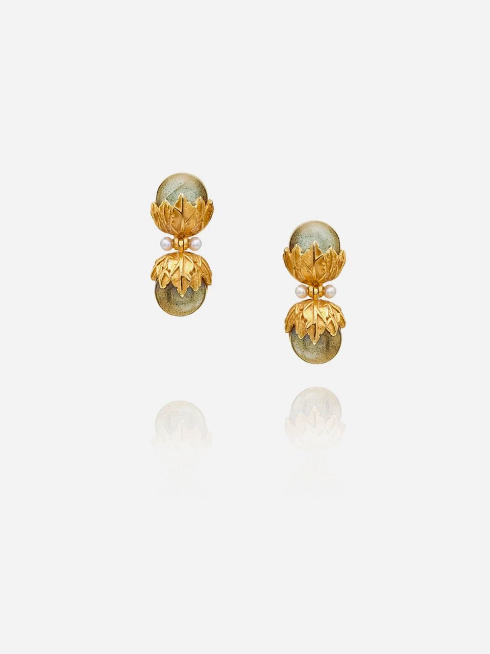 Brincos Fall Articulados com Labradorites e Pérolas