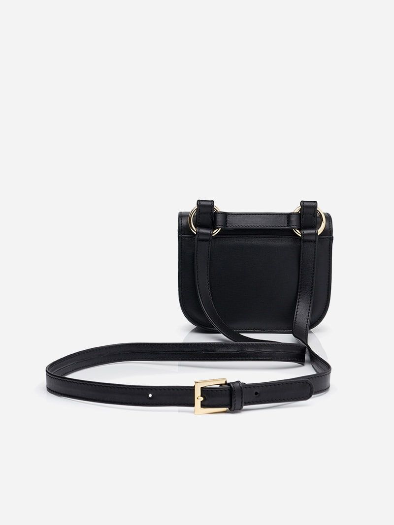 Black Leather Crossbody Bag | Manjerica
