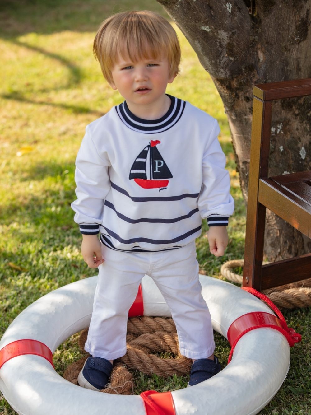 Camisola de menino com estampado de um barco