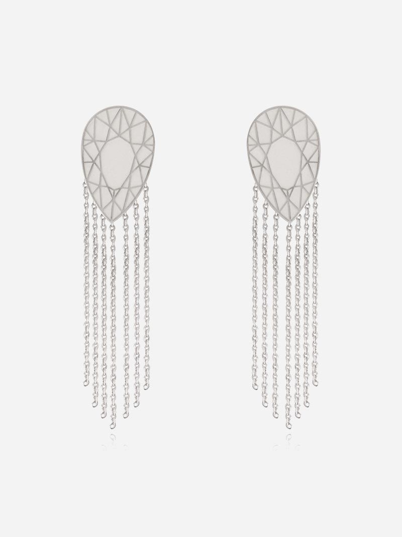 Margaret Long Oval Silver Earrings | Mel Jewel