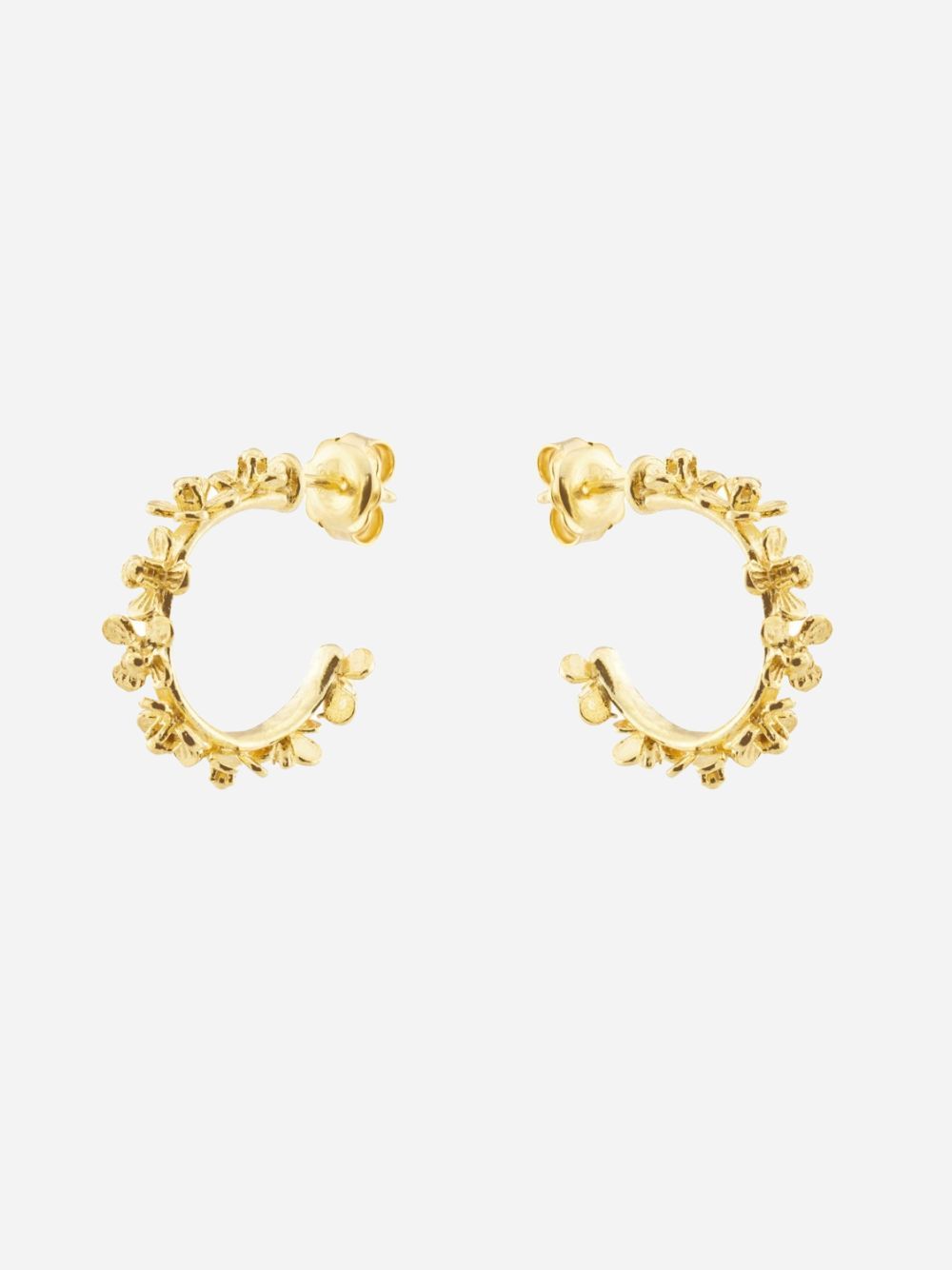 Boho Hoop Earrings Gold Flowers