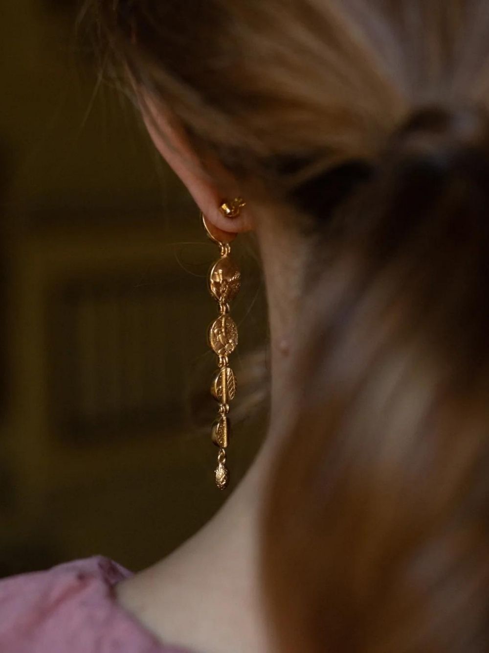Articulated orange blossom earrings
