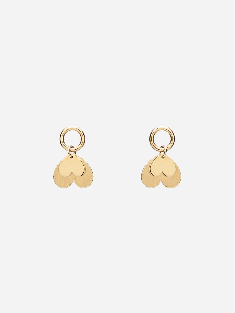 Love 2 Overlapping Hearts Gold Earrings