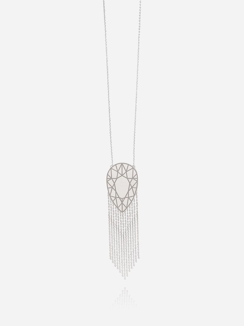 Margaret Long Oval Silver Necklace | Mel Jewel