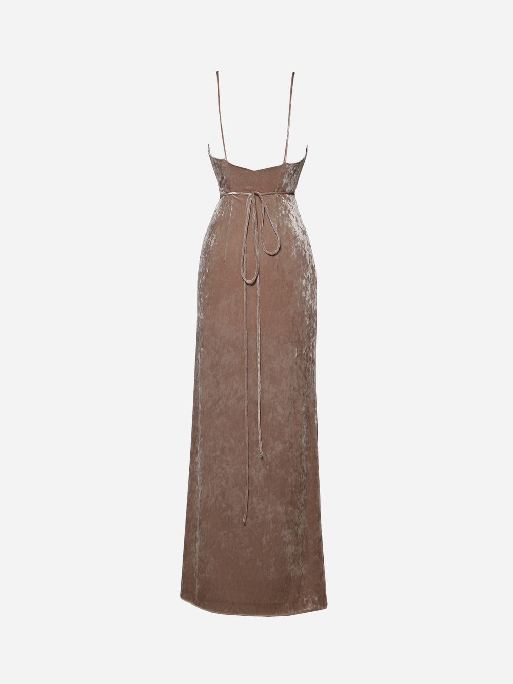 Beige Velvet Jersey Long Dress | Cleonice