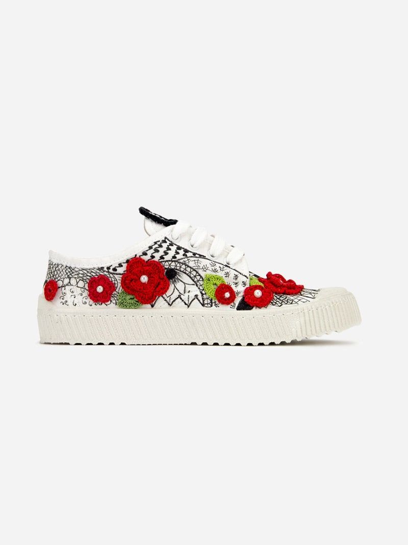Fátima Branco Red Crochet Sneakers | Ubber White