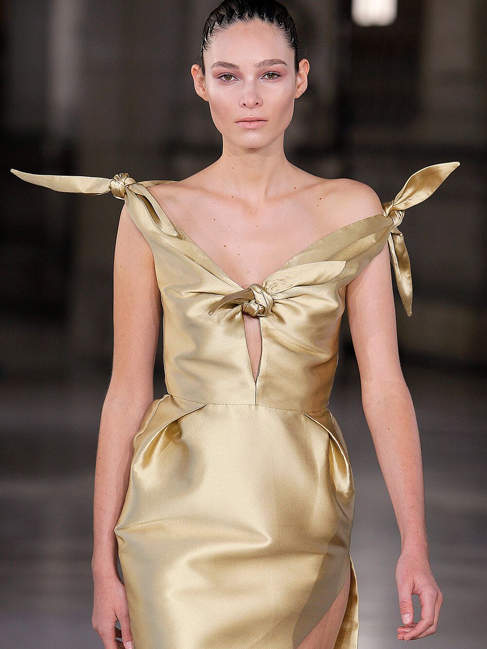 Golden Taffeta Dress | Diogo Miranda 