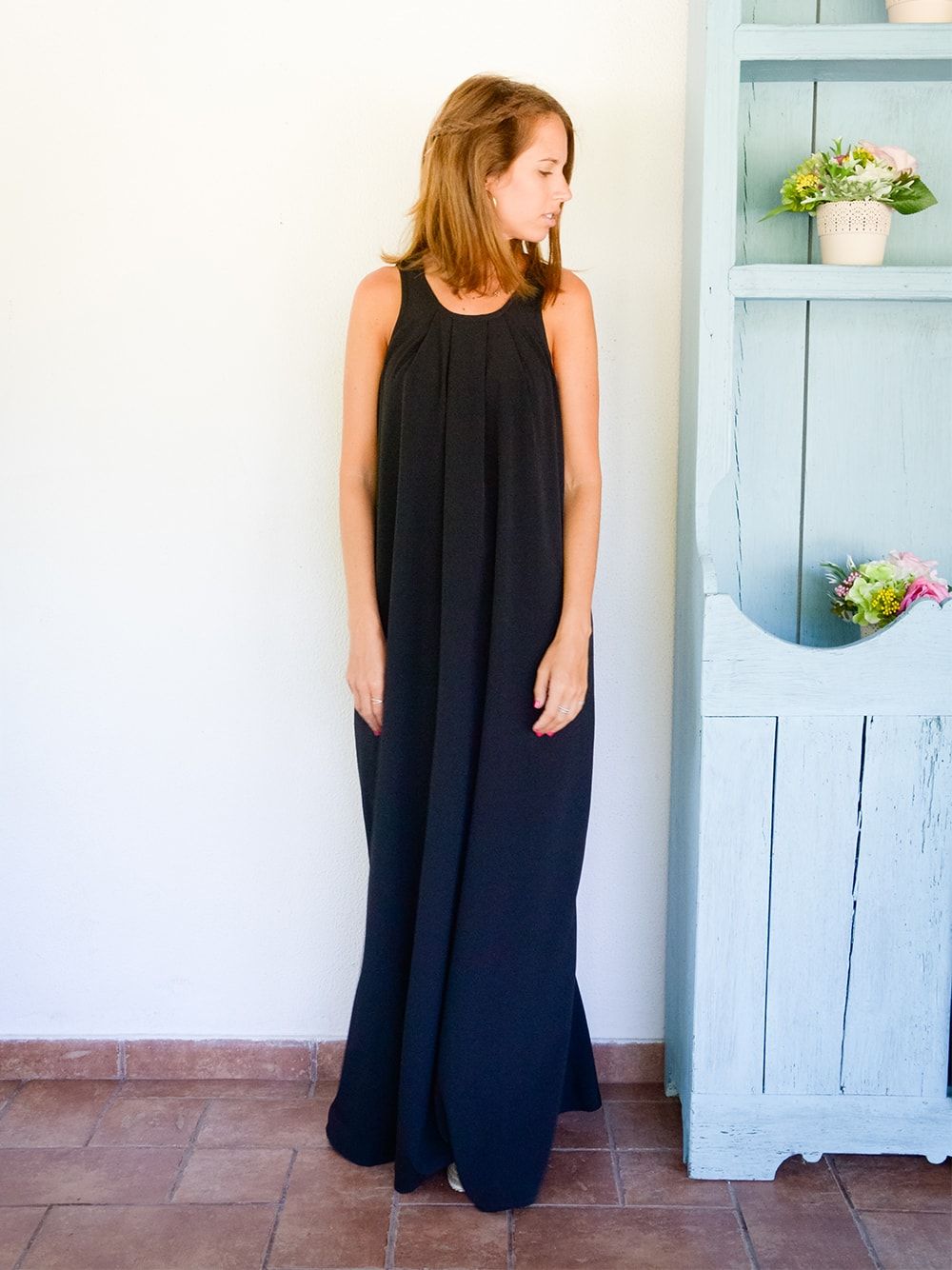 Aurora Black Long Dress | Carolina Bernardo