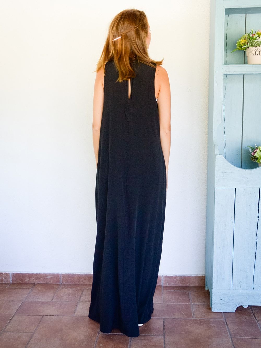 Aurora Black Long Dress | Carolina Bernardo