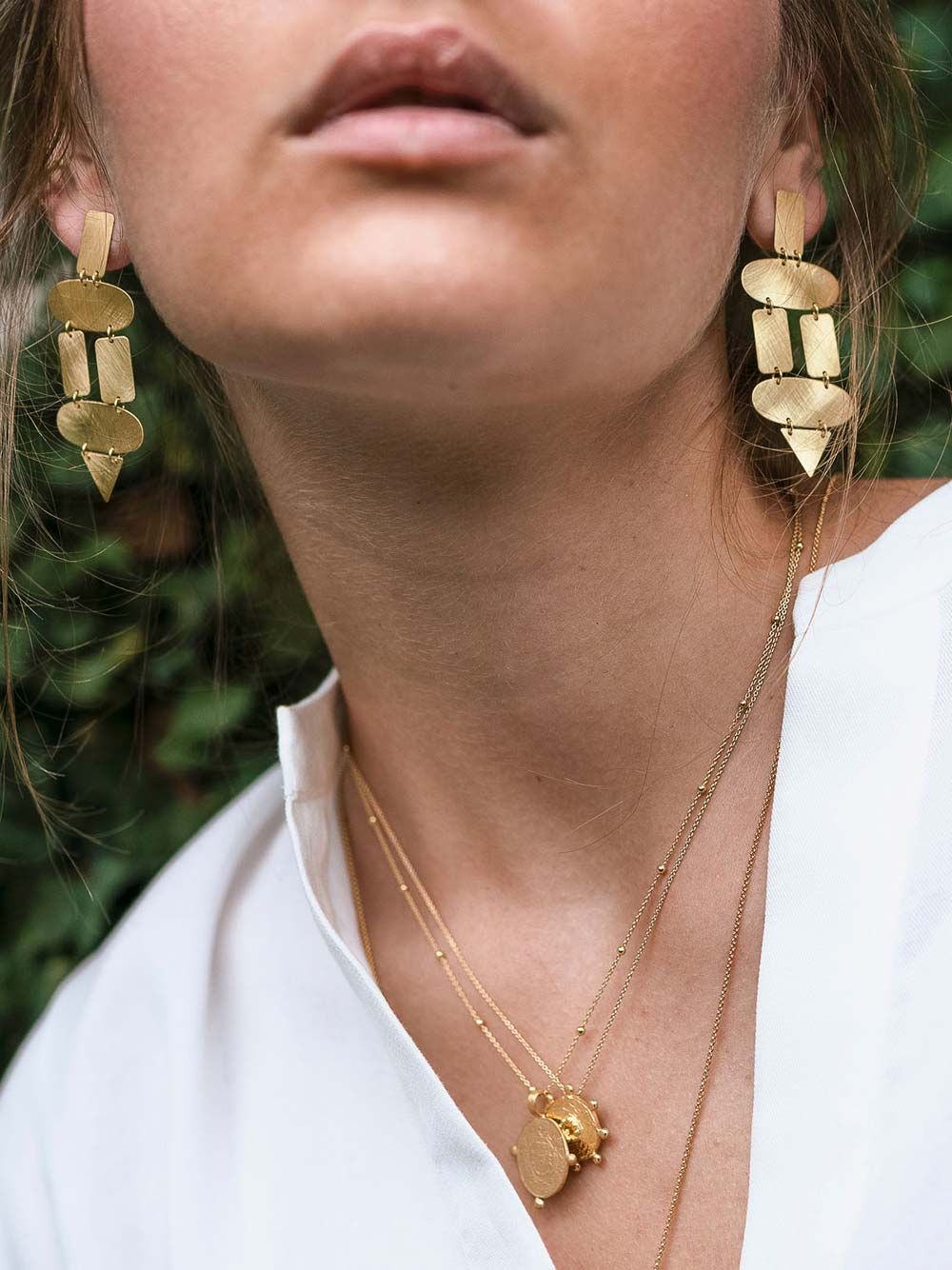 Geo Golden Earings | Mesh Jewellery 