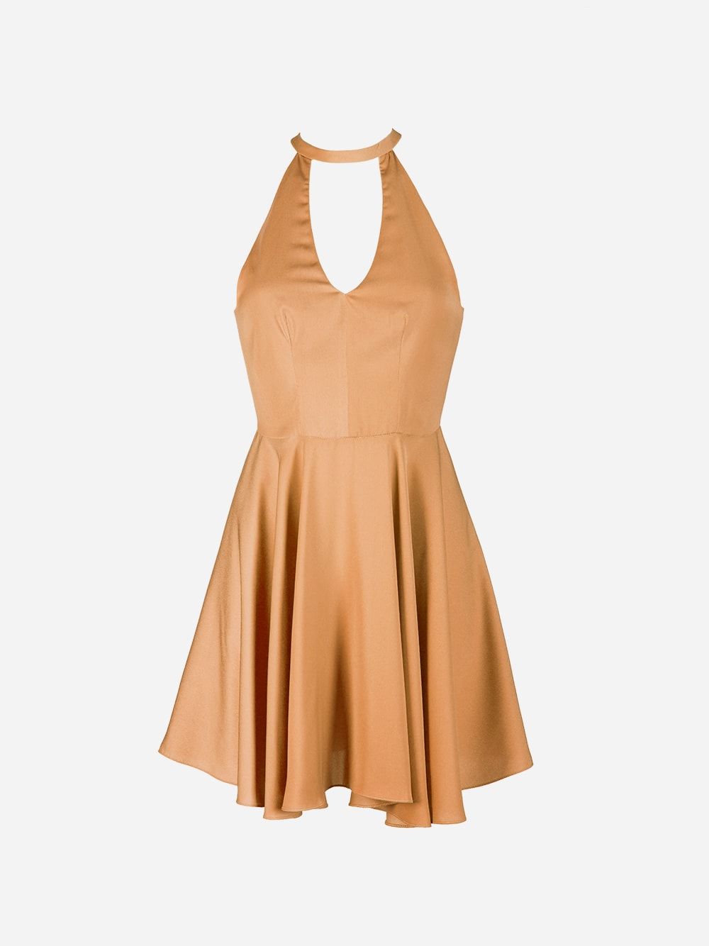 Gold Halter Neck Mini Dress | Cleonice