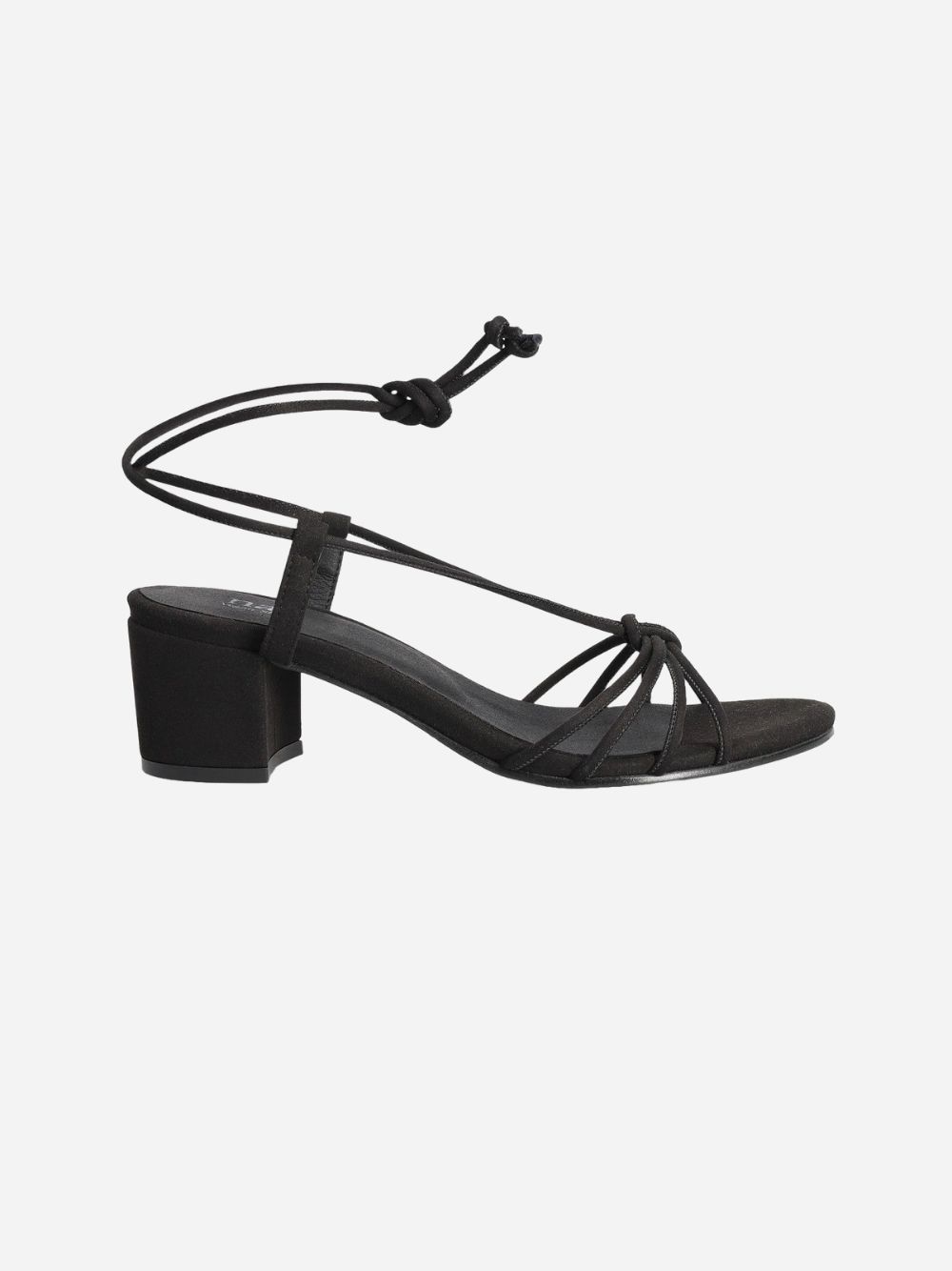 Holly Black Vegan Heeled Sandals with Ankle Straps