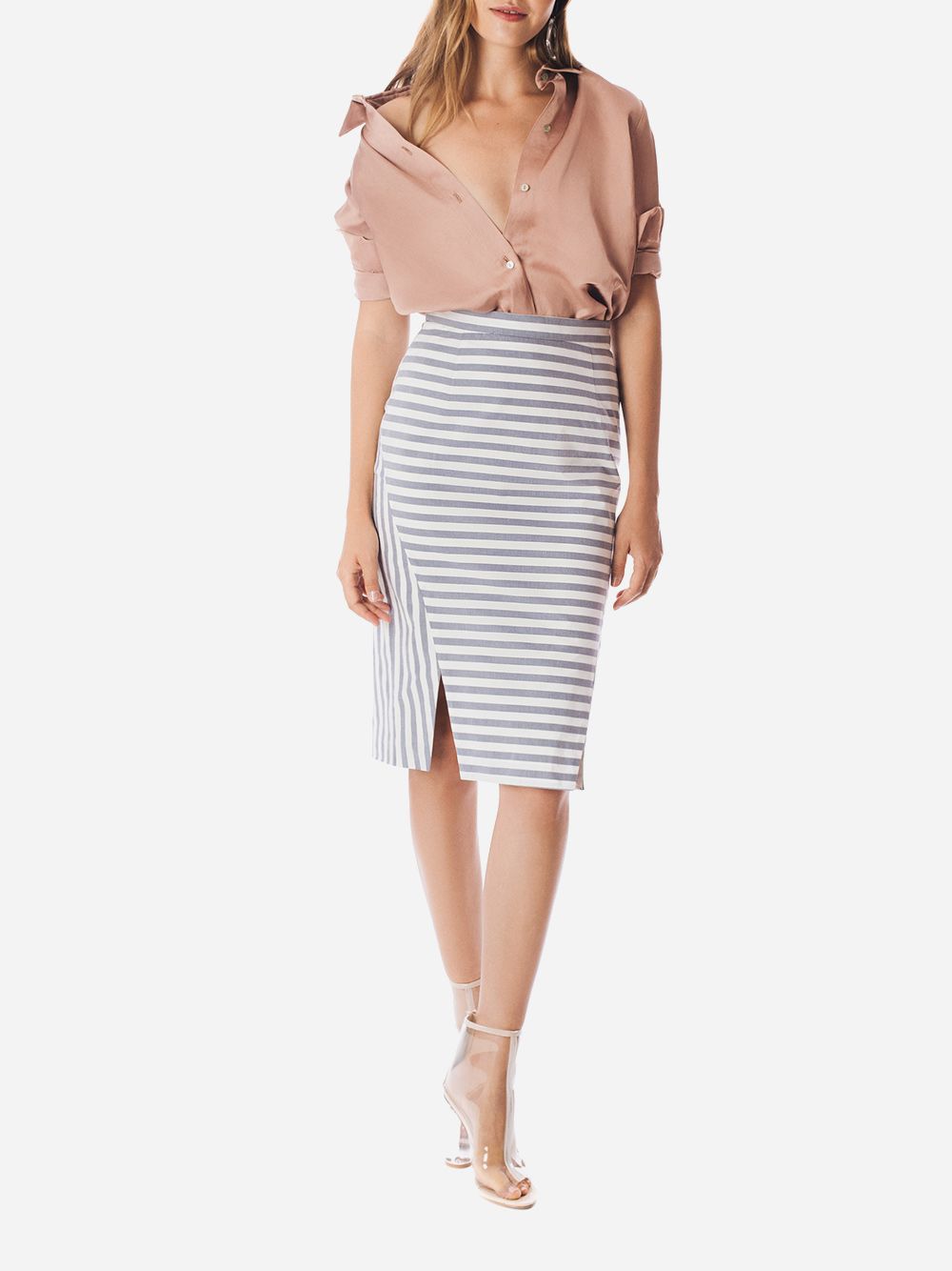 Blue Stripes Skirt Isleta | Imauve