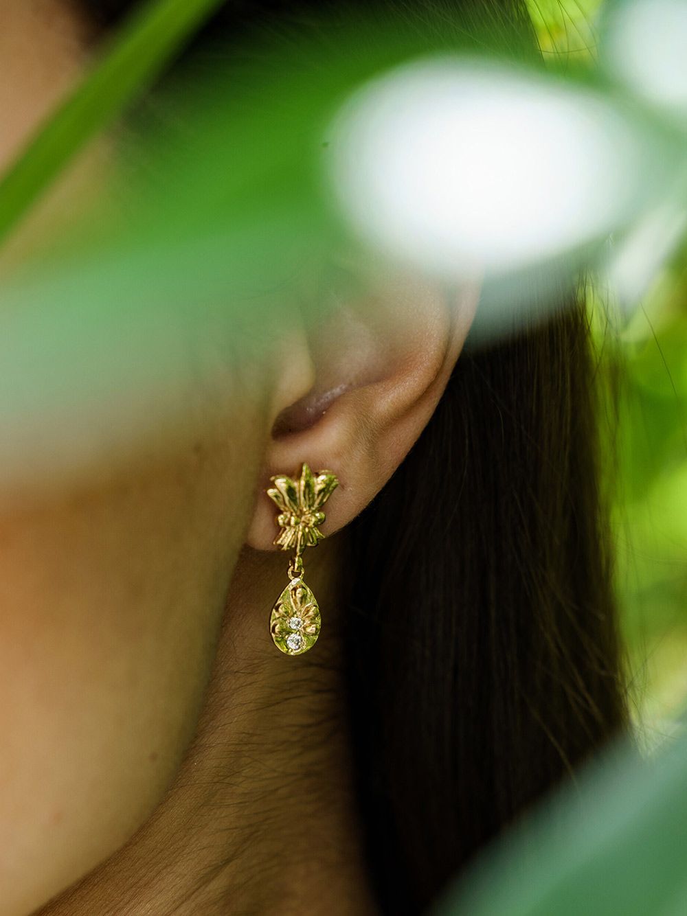 Lotus with Tear Drops Earrings
