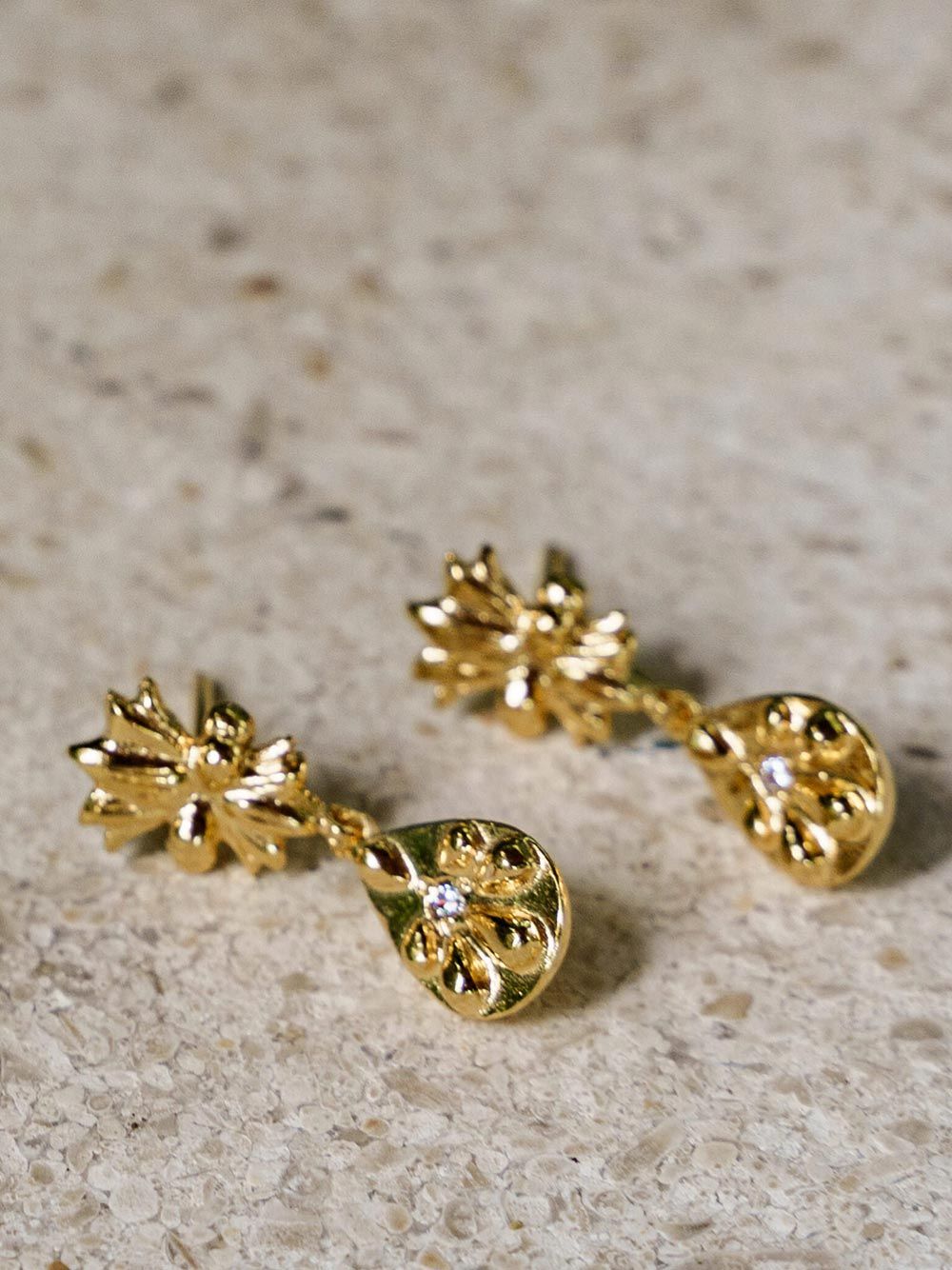 Lotus with Tear Drops Earrings