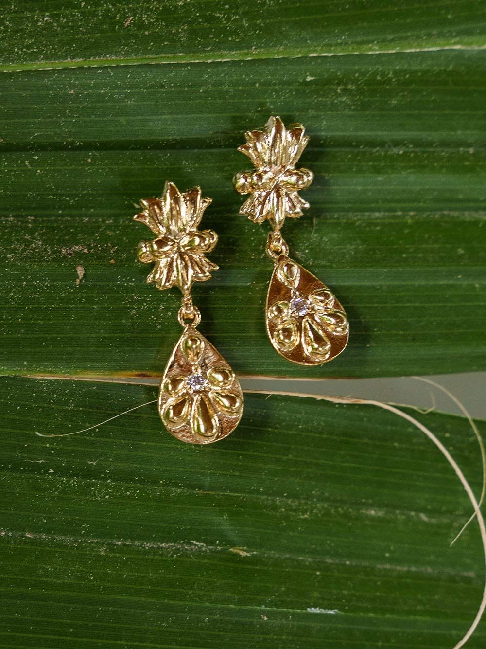 Lotus with Tear Drops Earrings