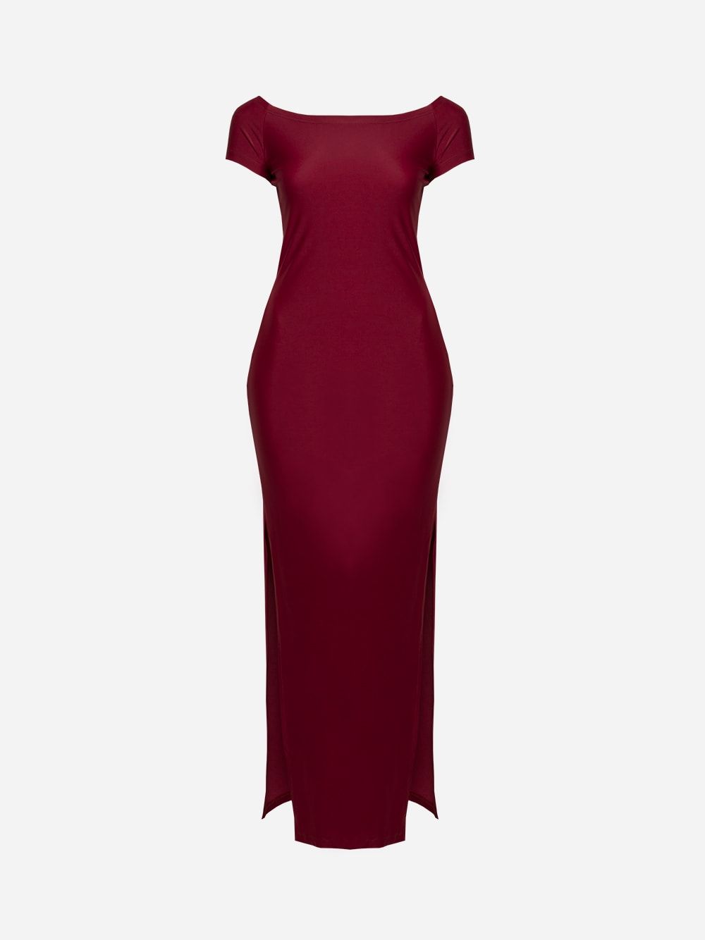 Off-the-shoulder Bordeaux Long Dress | Cleonice