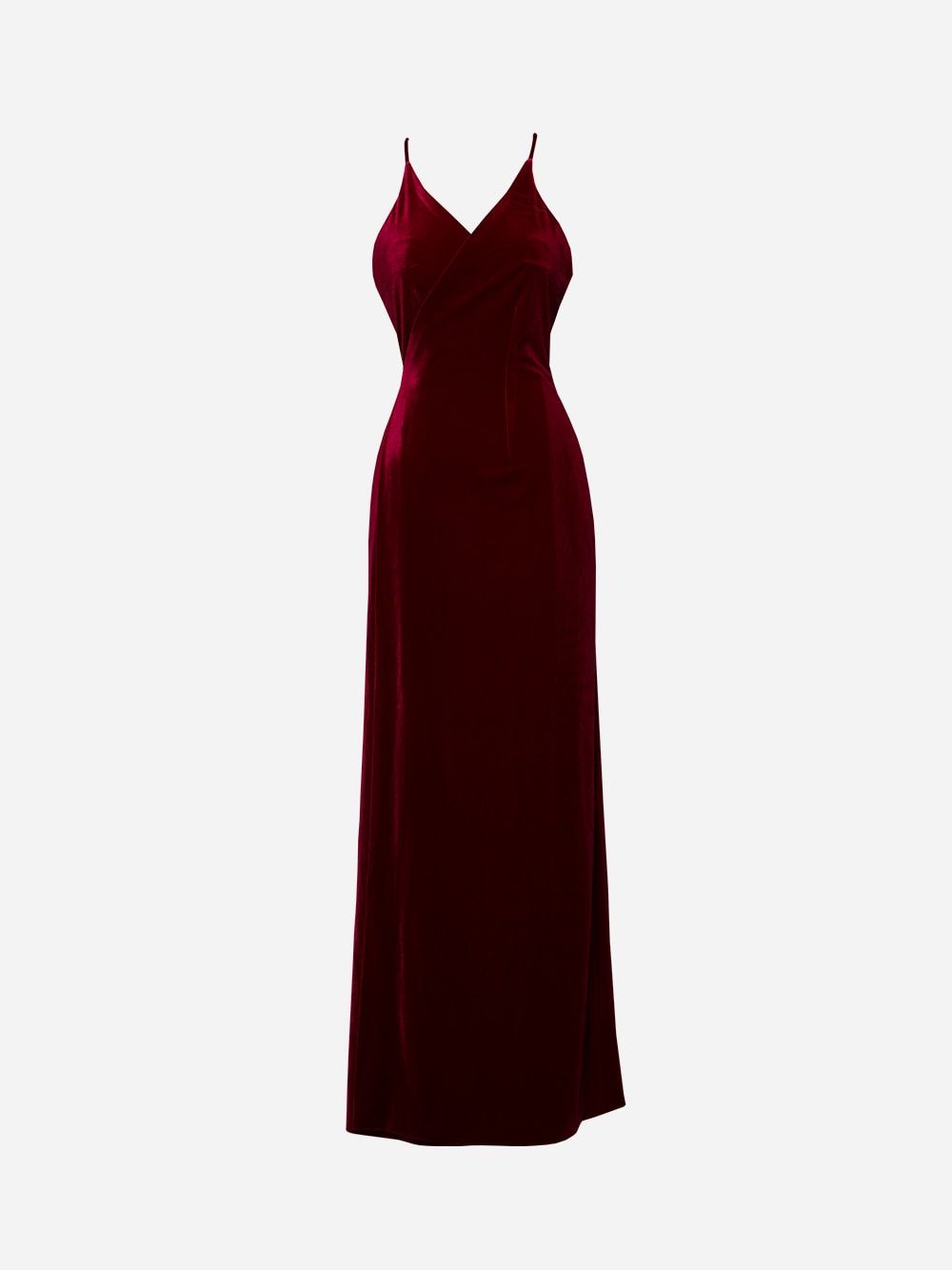 Bordeaux Velvet Jersey Long Dress | Cleonice