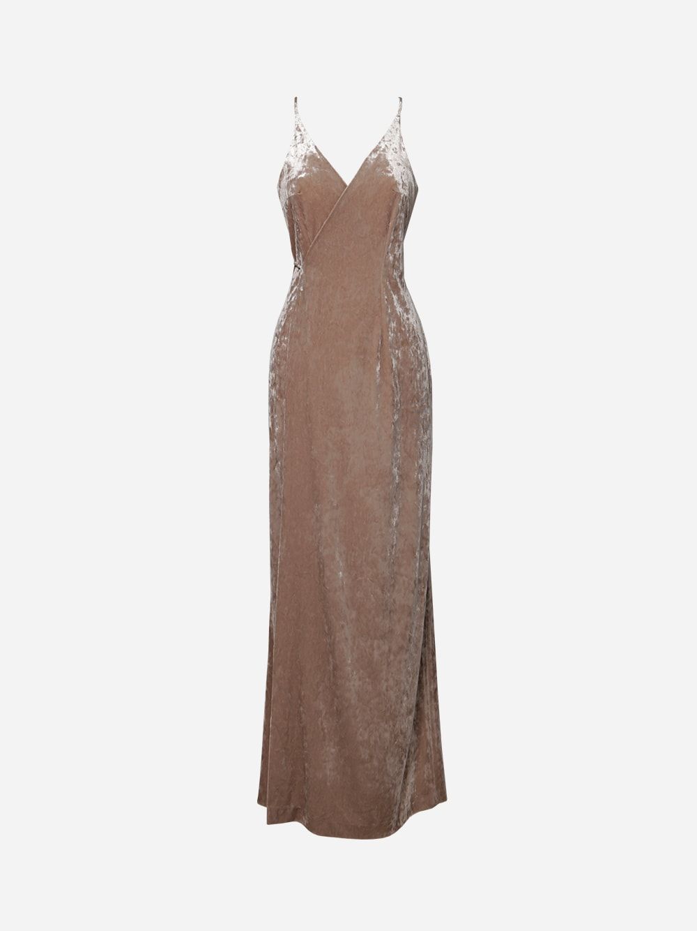 Beige Velvet Jersey Long Dress | Cleonice