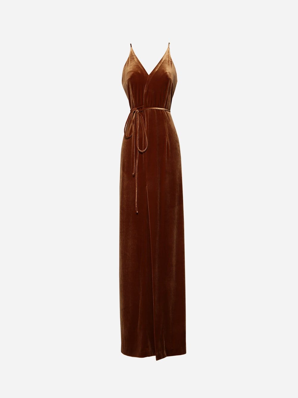 Gold Velvet Jersey Long Dress | Cleonice