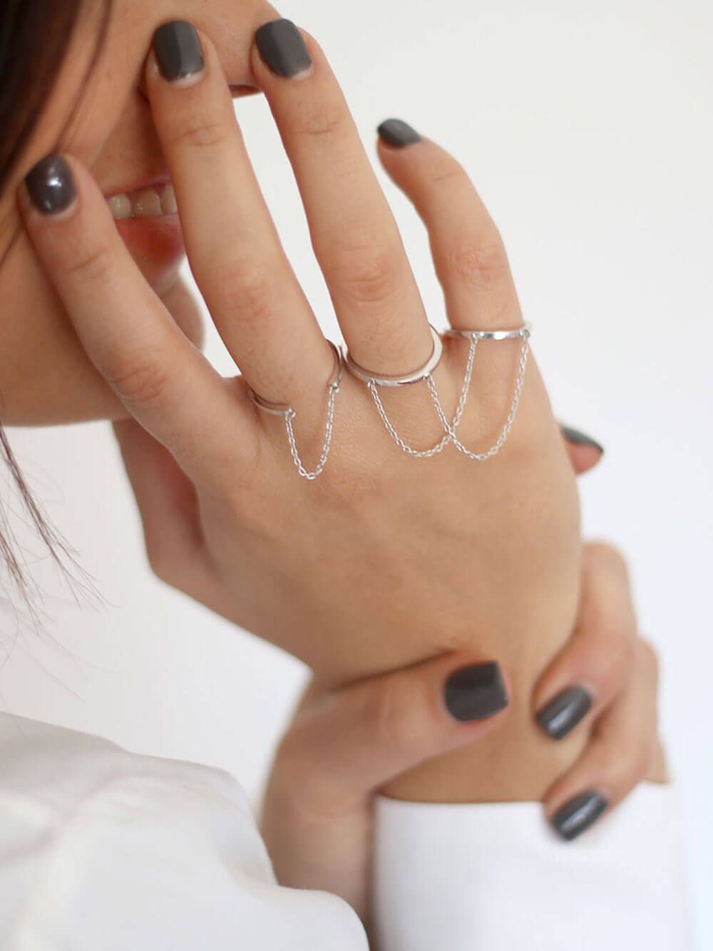 Two Chain Silver Ring Raquel | Mel Jewel