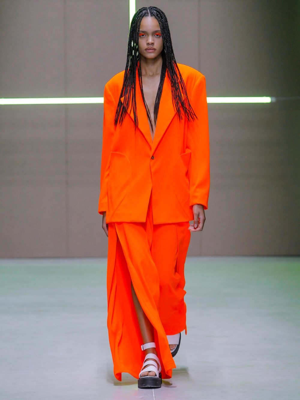 Side Slit Fluor Orange Trousers
