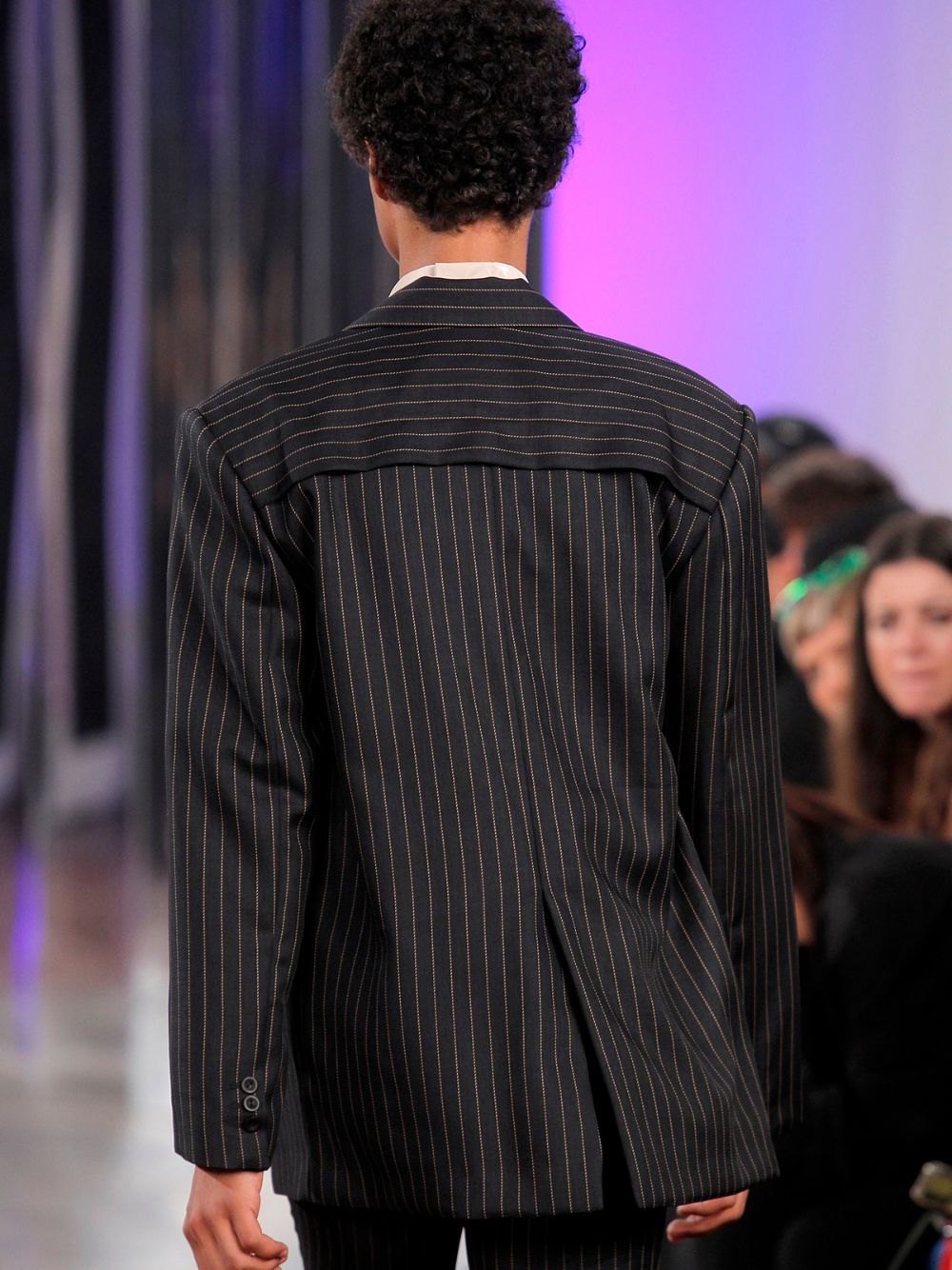 Striped Oversize Blazer with Shoulder Details