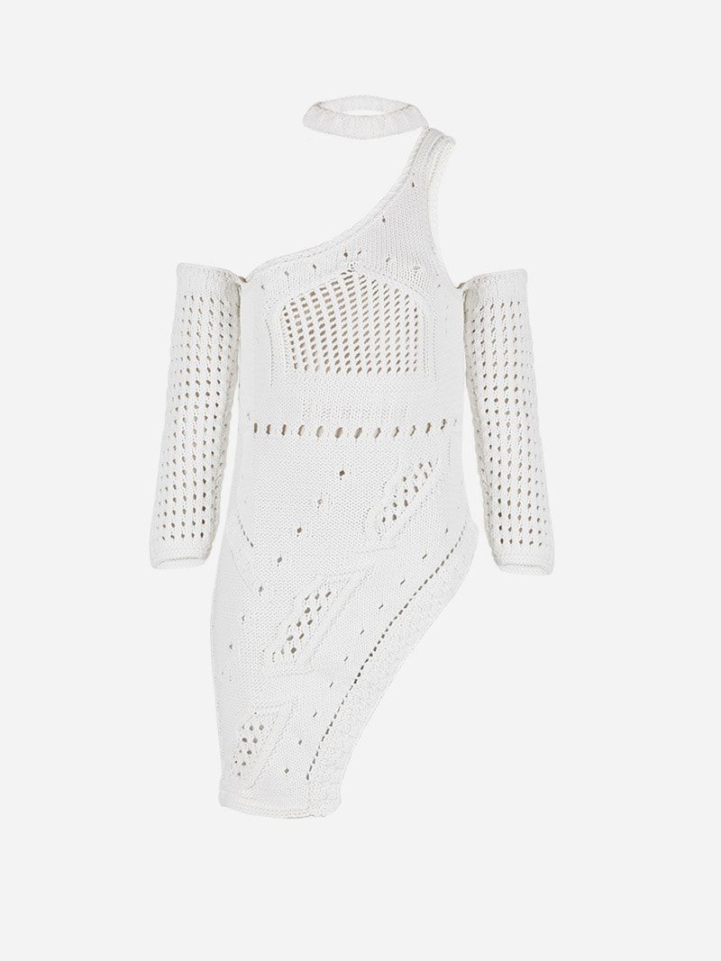 White Cutout Knitwear Sweater | Susana Bettencourt
