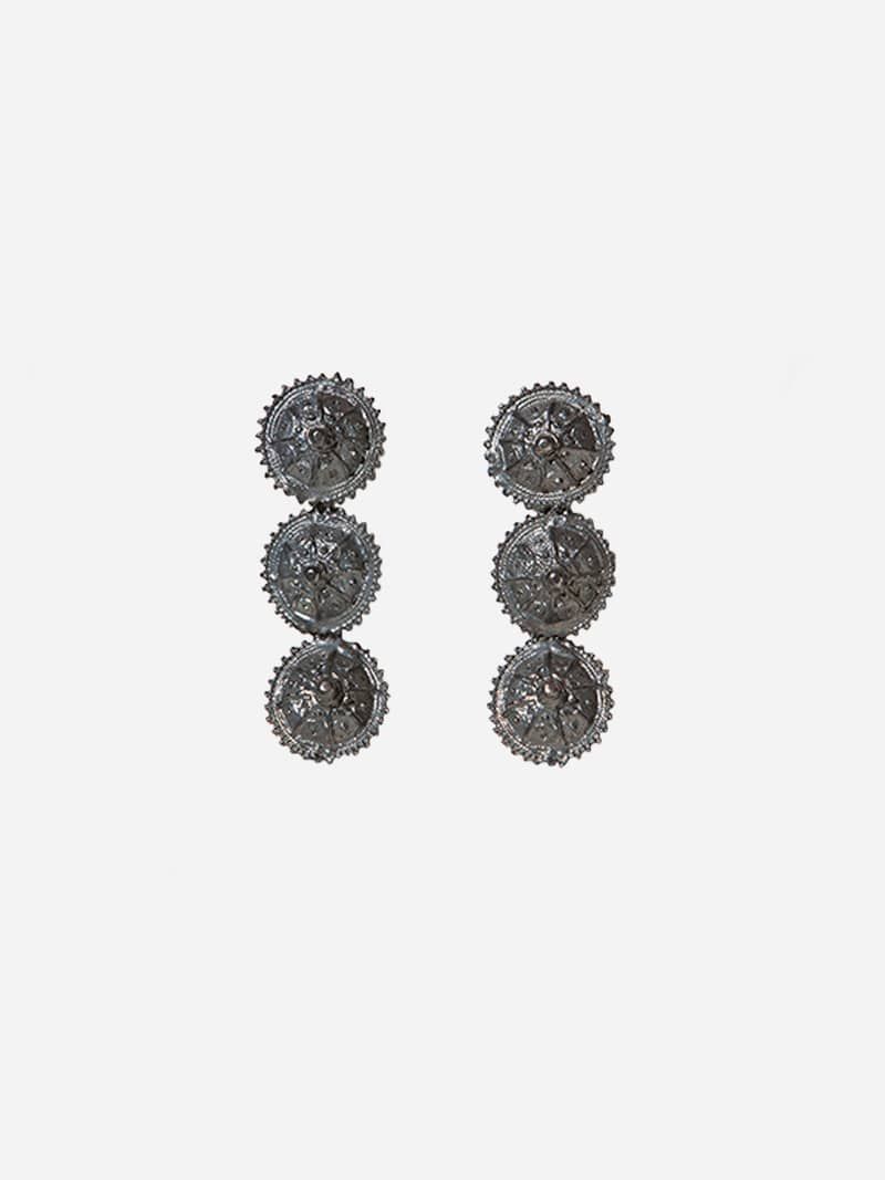 Three in One Oxidised Sterling Silver Earrings | Joana Mota Capitão