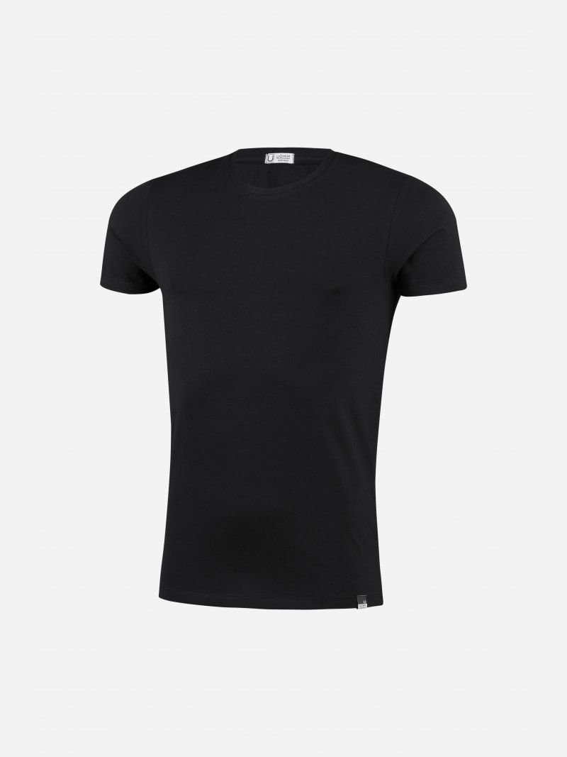Black slim fit crew neck t-shirt | Uomm